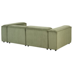 Beliani Modular Corner Sofa 3 Seater Ardal Corduroy Green With Ottoman Left Hand - thumbnail 7