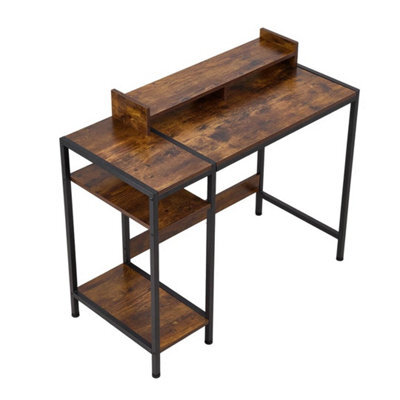 Brown Home Office Desk Gaming Workstation Writing Table Computer Laptop Stand Storage - image 1