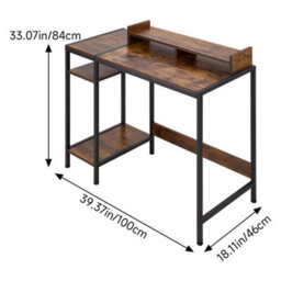 Brown Home Office Desk Gaming Workstation Writing Table Computer Laptop Stand Storage - thumbnail 4