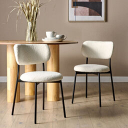 Wyld And Coco Off-White Boucle Dining Chairs Set Of 2, Armless With Iron Legs - thumbnail 2