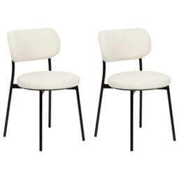 Wyld And Coco Off-White Boucle Dining Chairs Set Of 2, Armless With Iron Legs - thumbnail 3