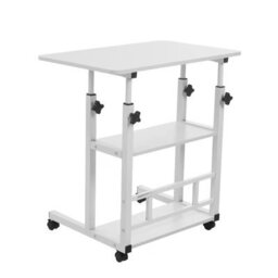 Height Adjustable Laptop Desk With Storage Movable Bookshelf Sofa Side Table 60X40X60 To 90Cm - thumbnail 1