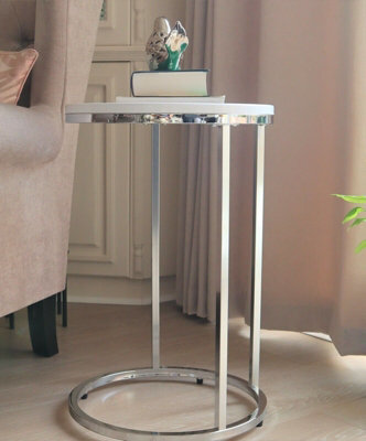 Aspect Furniture Paloma Round Side/end Table, Glossy White Tops And Chrome Base - image 1
