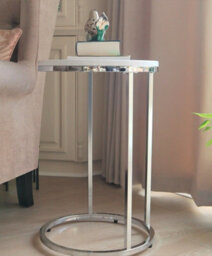 Aspect Furniture Paloma Round Side/end Table, Glossy White Tops And Chrome Base