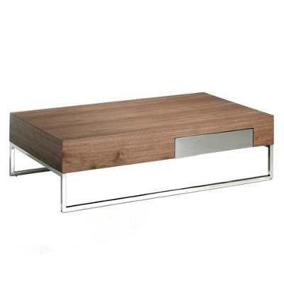 Angel Cerda Modern Rectangular Coffee Table In Walnut And Chrome-Plated Steel - image 1