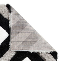 Black White Shaggy Modern Easy To Clean Geometric Rug For Dining Room -80Cm X 150Cm - thumbnail 5