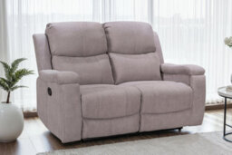 2 Seater Manual Recliner Sofa In Light Grey Chenille Fabric - thumbnail 2