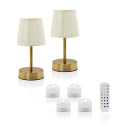 Auraglow Omniance Avalon Rechargeable Wireless Table Lamp With Remote - 2 Lamps, 4 Light Sources, 1 Remote - thumbnail 1