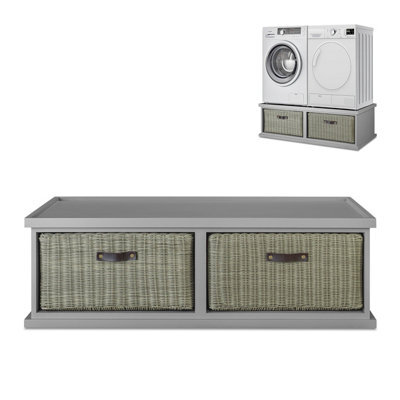 Statement Furniture Tetbury Double Washing Machine And Dryer Stand - Dove Grey - image 1