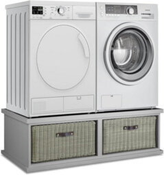 Statement Furniture Tetbury Double Washing Machine And Dryer Stand - Dove Grey - thumbnail 5