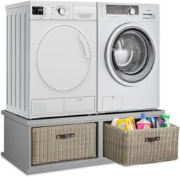Statement Furniture Tetbury Double Washing Machine And Dryer Stand - Dove Grey - thumbnail 6