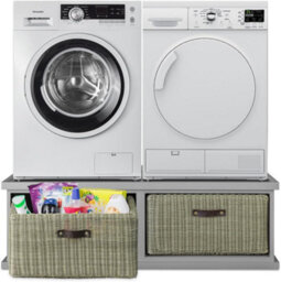 Statement Furniture Tetbury Double Washing Machine And Dryer Stand - Dove Grey - thumbnail 9