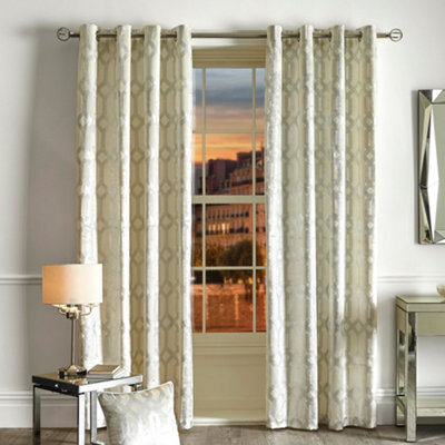 Curtina Darla Ivory Velvet Pair Of Eyelet Curtains - image 1