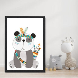 Artze Wall Art Panda Tribal Animal Art Print With Black Frame Size: A4 - thumbnail 2