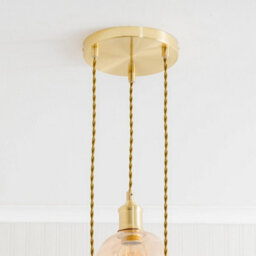 Valuelights Bellamy Amber Glass Globe 3 Drop Cluster Brushed Gold Ceiling Pendant Light - thumbnail 4