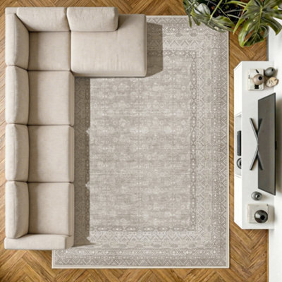 Decoranddecor Living Room Rugs, Area Rugs, Washable Rugs, 200X290Cm, Non-Slip, Pet Friendly, Low Pile, Traditional Rug - Seren - image 1