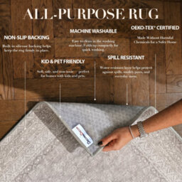 Decoranddecor Living Room Rugs, Area Rugs, Washable Rugs, 200X290Cm, Non-Slip, Pet Friendly, Low Pile, Traditional Rug - Seren - thumbnail 3