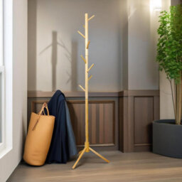 Pirlo Plush Wooden Adjustable Coat Stand With 8 Hooks Brown