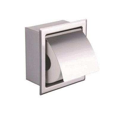 Buyaparcel Concealed Square Single Toilet Roll Tissue Paper Holder Recessed Stainless Steel