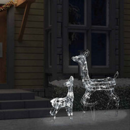 Berkfield Practical Acrylic Reindeer Family Christmas Decoration 160 Led Cold White - thumbnail 3