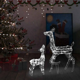 Berkfield Practical Acrylic Reindeer Family Christmas Decoration 160 Led Cold White - thumbnail 2