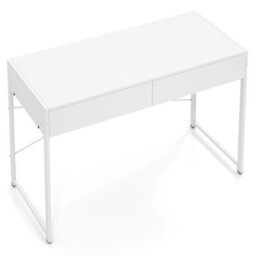 Costway Computer Desk 111 X 48 Cm Compact Writing Desk With 2 Drawers-White - thumbnail 8