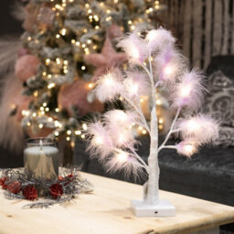 Shatchi 55Cm Purple Feather Tree Table Lamp Warm White Leds Lighted Pampas Tree - Battery-Operated Decorative - thumbnail 5