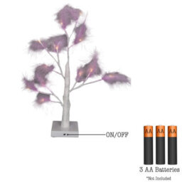Shatchi 55Cm Purple Feather Tree Table Lamp Warm White Leds Lighted Pampas Tree - Battery-Operated Decorative - thumbnail 2