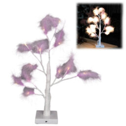 Shatchi 55Cm Purple Feather Tree Table Lamp Warm White Leds Lighted Pampas Tree - Battery-Operated Decorative - thumbnail 1
