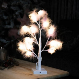 Shatchi 55Cm Purple Feather Tree Table Lamp Warm White Leds Lighted Pampas Tree - Battery-Operated Decorative - thumbnail 4