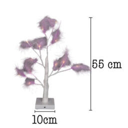 Shatchi 55Cm Purple Feather Tree Table Lamp Warm White Leds Lighted Pampas Tree - Battery-Operated Decorative - thumbnail 3