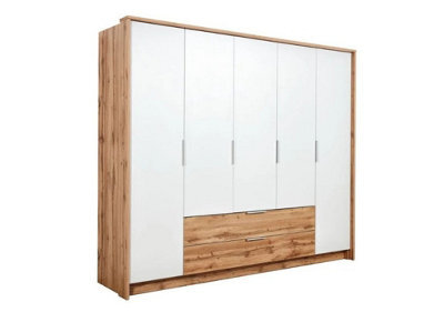 Arte Vienna 255 Wardrobe In Oak Wotan & White - Spacious Contemporary Storage With Hinged Doors - image 1
