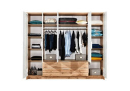 Arte Vienna 255 Wardrobe In Oak Wotan & White - Spacious Contemporary Storage With Hinged Doors - thumbnail 2