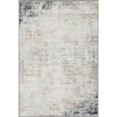 Livabliss Roma-Abstract Grey Blue Brown Modern Marble Living Dining Bedroom Rug 60 X 90 Cm Easy Care, Non Shedding - image 1