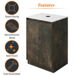 Plum&clay Rigel Metallic Brown Floor Standing Bathroom Vanity Unit With White Worktop (W)600mm (H)850mm - thumbnail 6