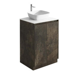Plum&clay Rigel Metallic Brown Floor Standing Bathroom Vanity Unit With White Worktop (W)600mm (H)850mm - thumbnail 3