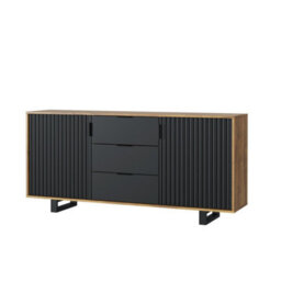 Creative Furniture Blackridge Sideboard 140Cm - Dark Oak With Black Fluted Doors & Drawer - thumbnail 7
