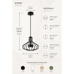 Luminosa Lighting Luminosa Axia Wire Frame Pendant Ceiling Light Black 1X Gx53 - thumbnail 4