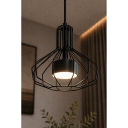 Luminosa Lighting Luminosa Axia Wire Frame Pendant Ceiling Light Black 1X Gx53 - thumbnail 3
