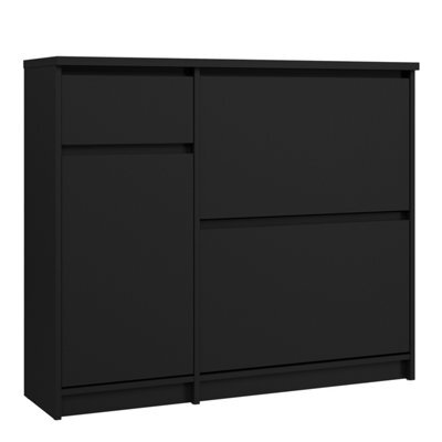 Furniture To Go Naia Shoe Cabinet With 2 Flip Down Doors 1 Door And 1 Drawer In Black Matt (W) 108.9 X (H) 92.9 X (D) 31.5Cm - image 1