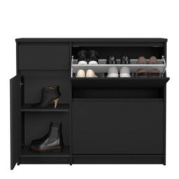Furniture To Go Naia Shoe Cabinet With 2 Flip Down Doors 1 Door And 1 Drawer In Black Matt (W) 108.9 X  (H) 92.9 X (D) 31.5Cm - thumbnail 9