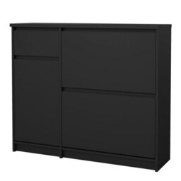 Furniture To Go Naia Shoe Cabinet With 2 Flip Down Doors 1 Door And 1 Drawer In Black Matt (W) 108.9 X  (H) 92.9 X (D) 31.5Cm - thumbnail 4
