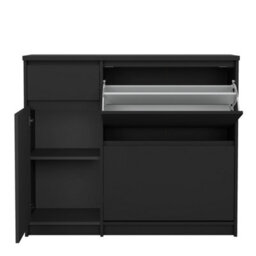 Furniture To Go Naia Shoe Cabinet With 2 Flip Down Doors 1 Door And 1 Drawer In Black Matt (W) 108.9 X  (H) 92.9 X (D) 31.5Cm - thumbnail 7