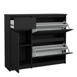Furniture To Go Naia Shoe Cabinet With 2 Flip Down Doors 1 Door And 1 Drawer In Black Matt (W) 108.9 X  (H) 92.9 X (D) 31.5Cm - thumbnail 6