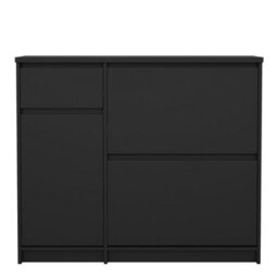 Furniture To Go Naia Shoe Cabinet With 2 Flip Down Doors 1 Door And 1 Drawer In Black Matt (W) 108.9 X  (H) 92.9 X (D) 31.5Cm - thumbnail 3