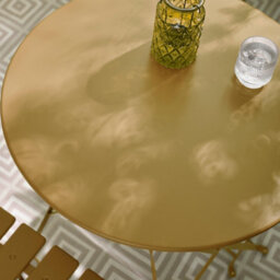 Furniturebox Cabo Garden Bistro Set, 2 Seat Metal Garden Table & Chairs Bistro Table Set, Balcony Outdoor Patio Bistro Set, Yellow - thumbnail 5