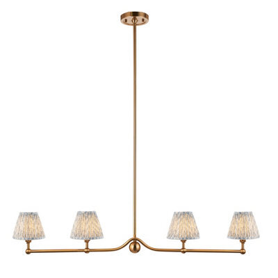 Loops Stylish Brushed Aged Brass Ceiling Pendant Light With Shell Bay Blue Shades - image 1