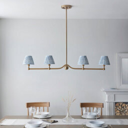 Loops Stylish Brushed Aged Brass Ceiling Pendant Light With Shell Bay Blue Shades - thumbnail 3