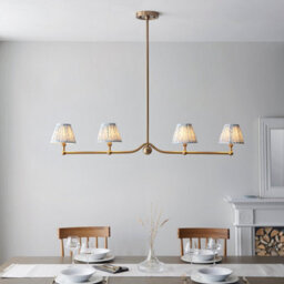 Loops Stylish Brushed Aged Brass Ceiling Pendant Light With Shell Bay Blue Shades - thumbnail 2