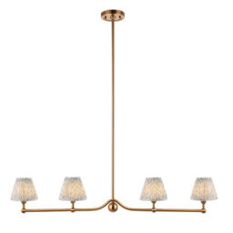 Loops Stylish Brushed Aged Brass Ceiling Pendant Light With Shell Bay Blue Shades - thumbnail 1